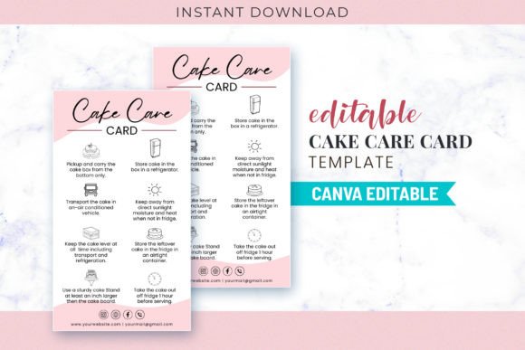 Download Cake Care Card Customizable Template Pdf - Template Collection